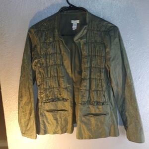 Olive Green Chico's Woman's Lightweight Jacket with Bunched Detail 0/XS